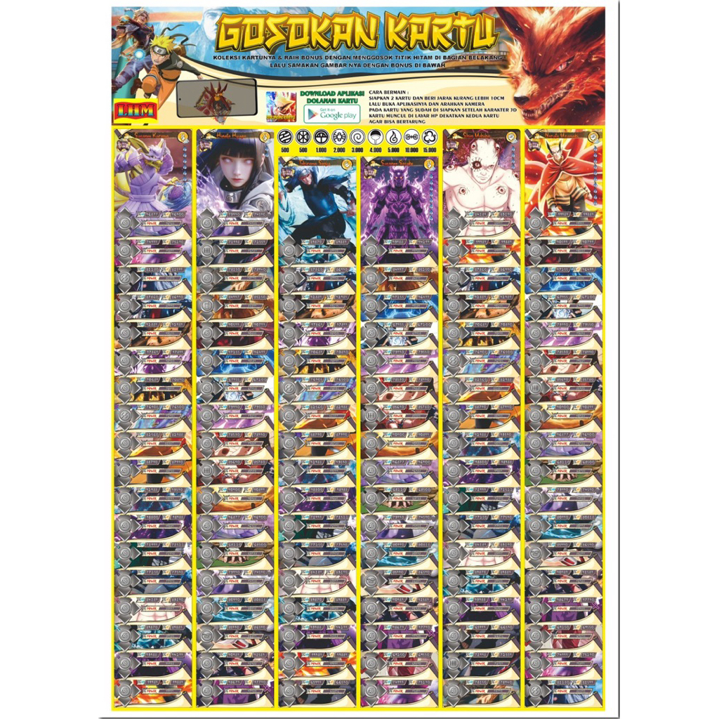 Mainan Persamaan Gambar Kartu Gosokan Bisa Di Scan Di Aplikasi , Persamaan Kartu Naruto Scan