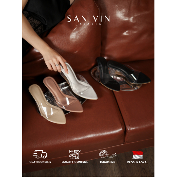 Sanvinshoes - BARBARA WEDGES 7cm - Wedges kaca 7cm - Wedges heels mewah transparant pesta