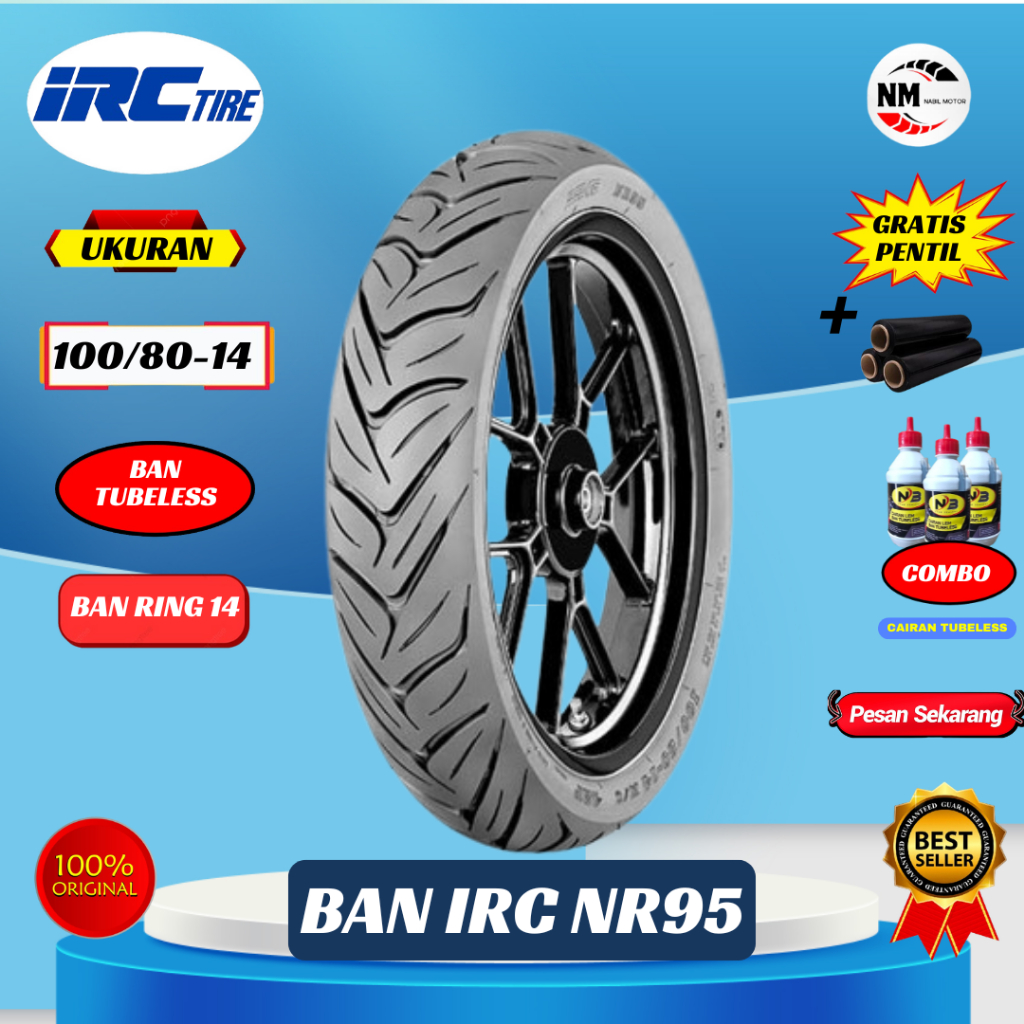 Ban Luar Motor 100/80-14 Tubeless Ring 14 Gatis Pentil IRC MAXXIS FDR ASPIRA KENDA