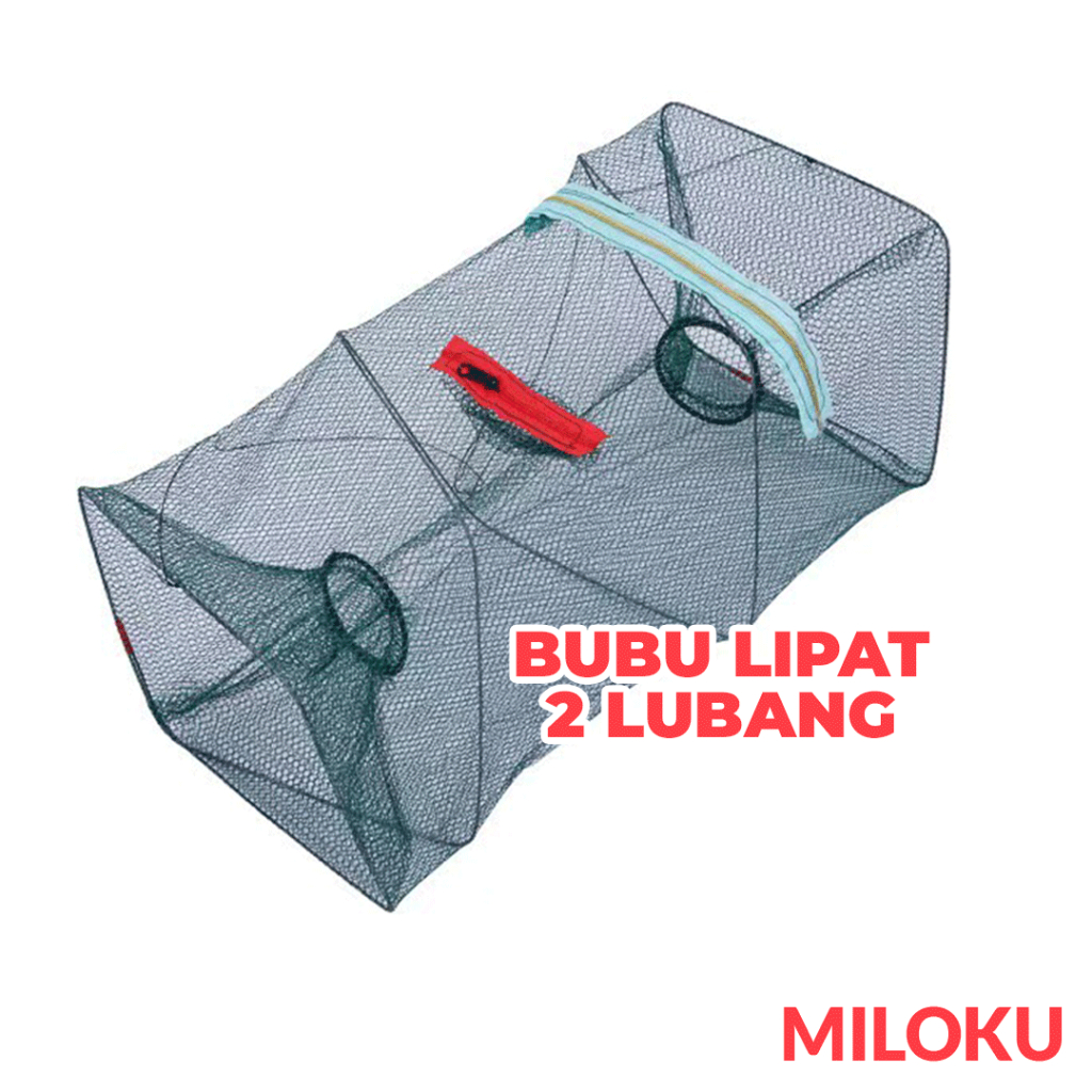 Miloku Bubu Perangkap Ikan Lipat 2 Lubang Kotak Jebakan Alat Pancing Jaring Jala Prangkap Udang Kepi