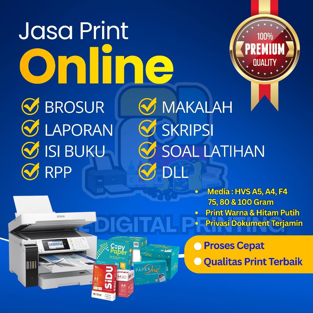 PRINT/CETAK BUKU HVS A4, MAKALAH, SKRIPSI, TUGAS, SOAL A4 BW/WARNA Print bolak balik Jasa Print A4 /