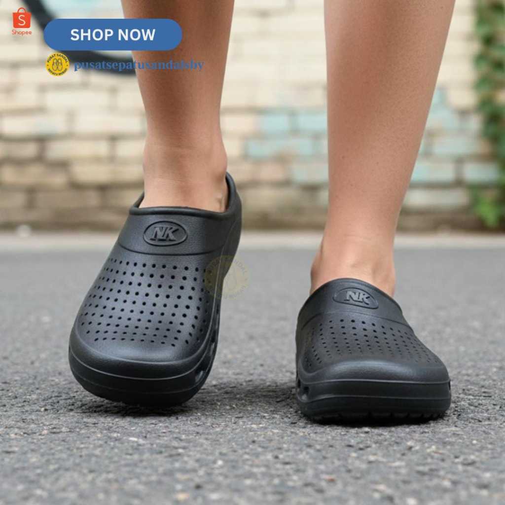 SEPATU SANDAL SELOP KARET HITAM PRIA DEWASA NIKKO 8032 / SANDAL CROCS / SANDAL SELOP / SELOP MURAH F