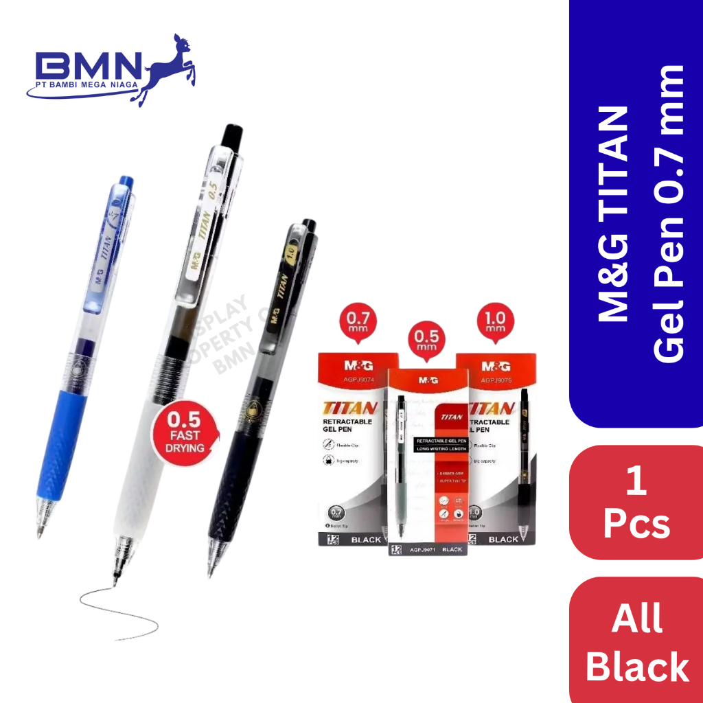 M&G Titan Gel Pen 0.7mm 1 Pcs All Color Original baru