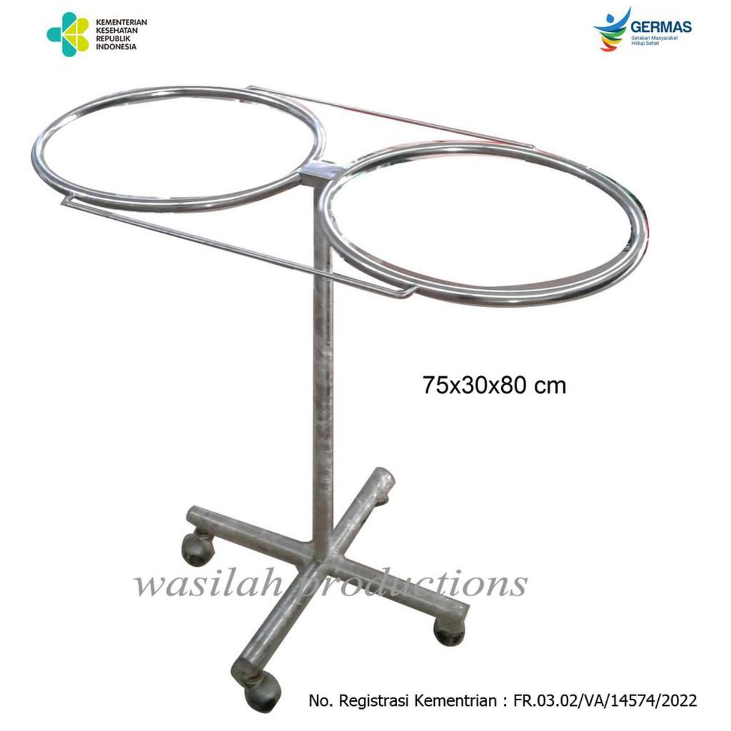 Standing Waskom Double Stainless Kaki 1 - Troli Waskom Double SS