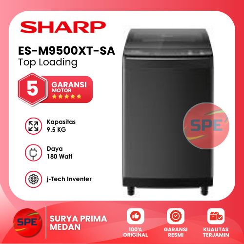 MESIN CUCI TOP LOADING SHARP KAPASITAS 9.5 KG ES-M9500XT-SA GARANSI RESMI (MEDAN)