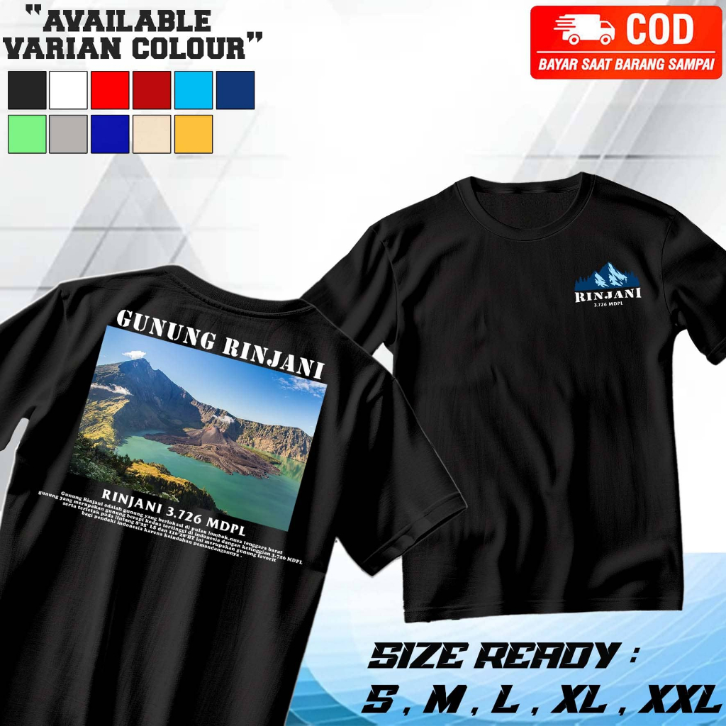 Baju Kaos Gunung Rinjani / Kaos Pendaki Gunung / Kaos Adventure - baju distro terbaru - Kaos Pria Wa