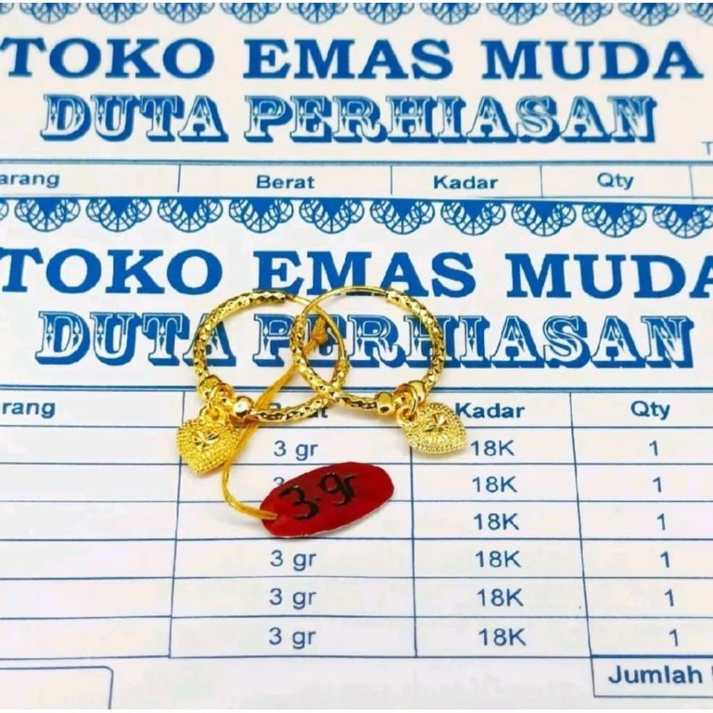 Aksesoris Wanita Fashion Anting Gipsy Bulat Motif Love Cantik Dan Elegan FREE SURAT DARI TOKO KAMI T