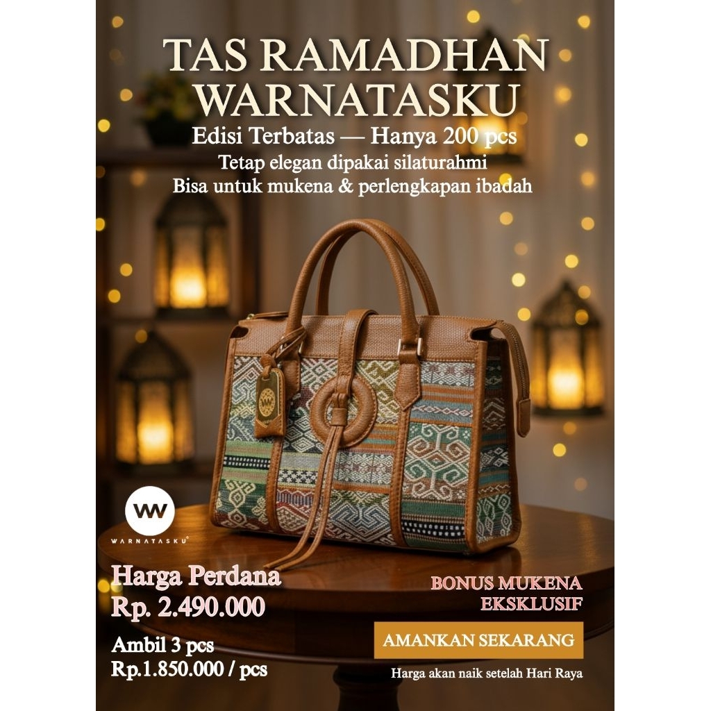 Tote Bag Ramadhan Premium – Tenun Patchwork Handmade – Limited Warnatasku