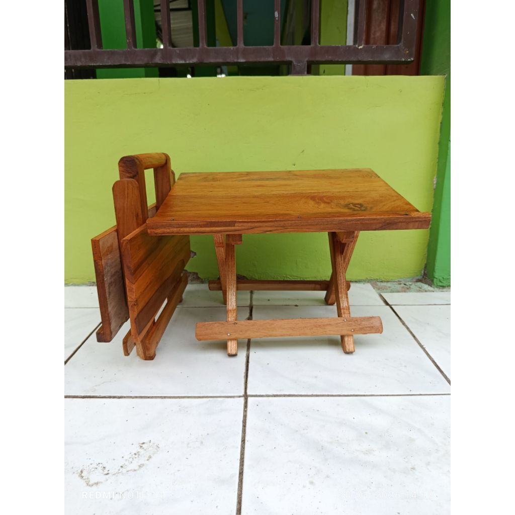 Meja belajar lipat rehal miring bahan dari kayu jati