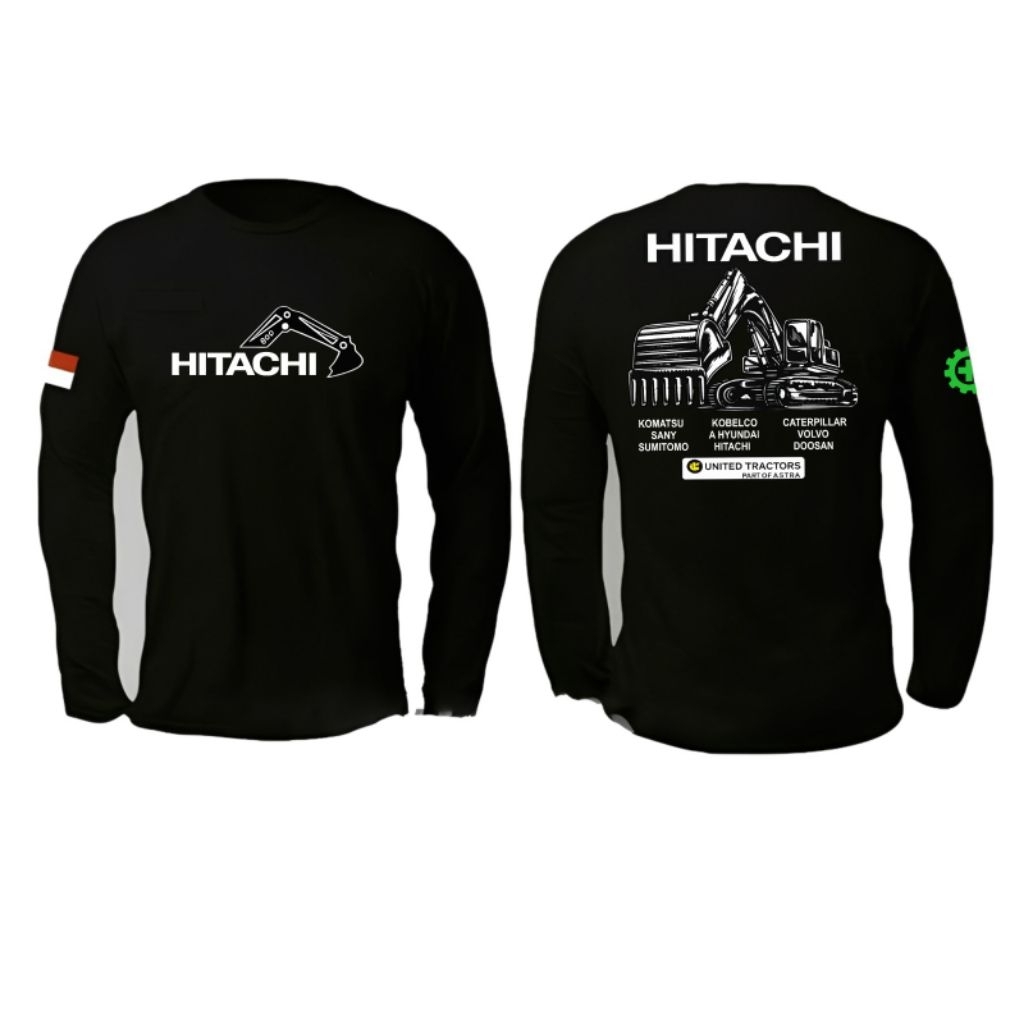 Kaos Lengan Panjang Hitachi Motif Putih