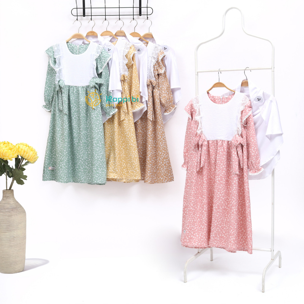 Katara Dress Hijab by Happi Bi - Dress Gamis Anak Perempuan Plus Jilbab - Dress Jilbab Lebaran 2026 
