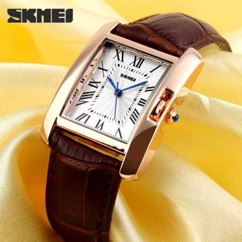 Jam Tangan Wanita SKMEI 1085  Tahan Air Tali Kulit  Tanggal Aktif Kasual Adjustable
