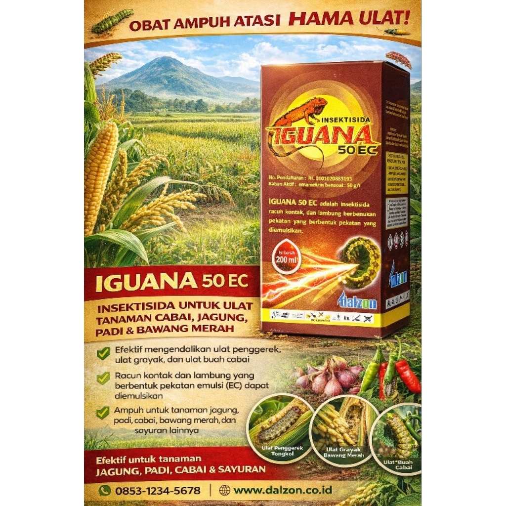 Insektisida IGUANA 50 EC 200 ml - Pembasmi Ulat Grayak dari Dalzon