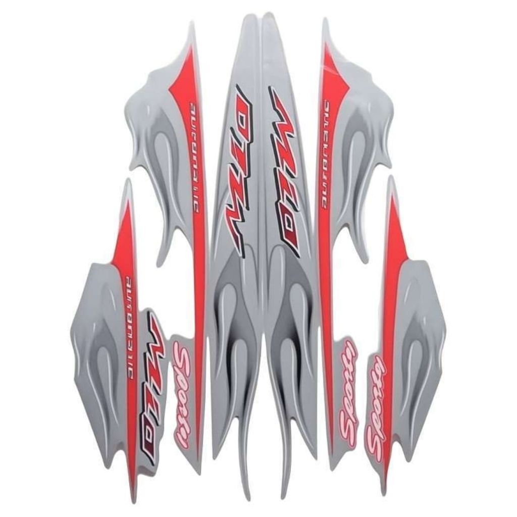 Striping stiker body motor Yamaha Mio Sporty api silver 2006 2007 stiker list bodi motor mio sporty 