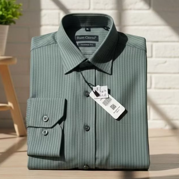 Kemeja Pria BUON GIORNO Lengan Panjang Salur Tailored Fit – Size XL/16