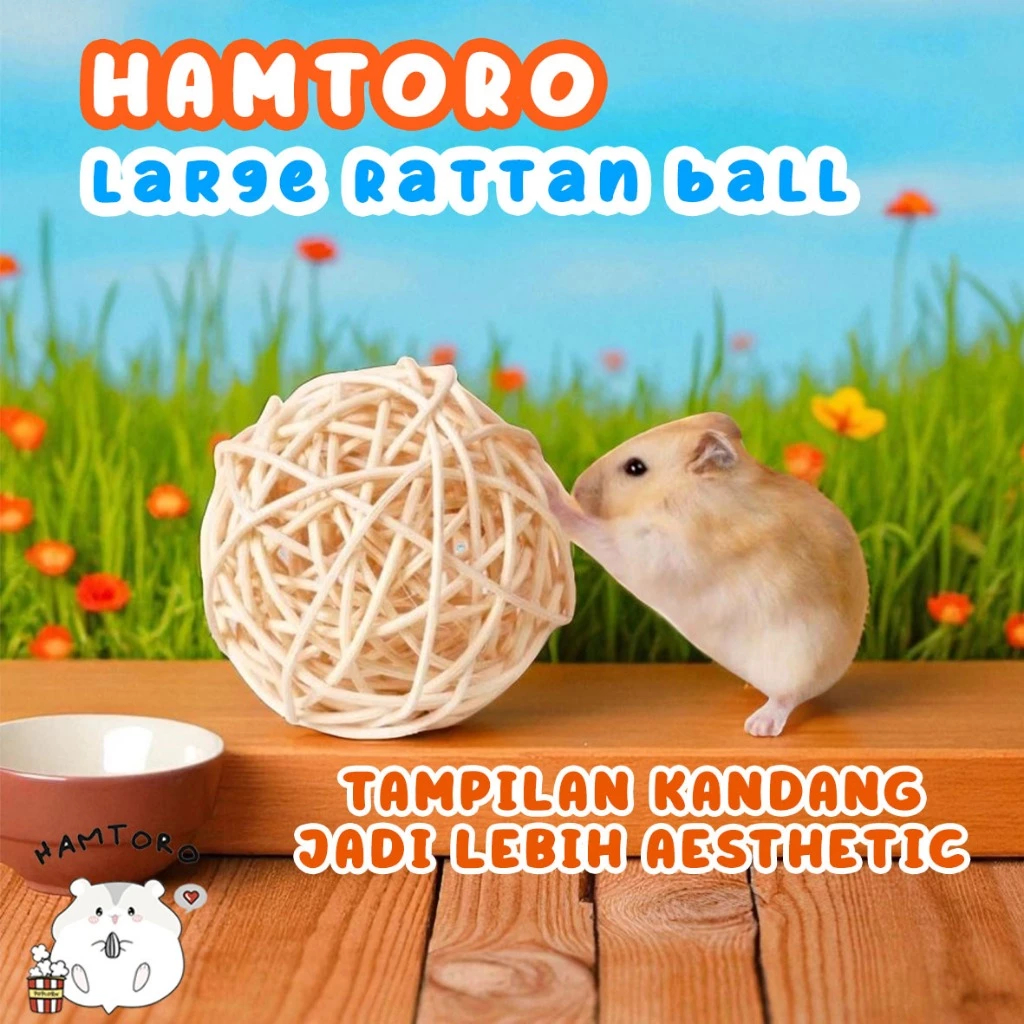 Large Rattan Ball 8cm Mainan Bola Rotan Kelinci/Marmut Besar