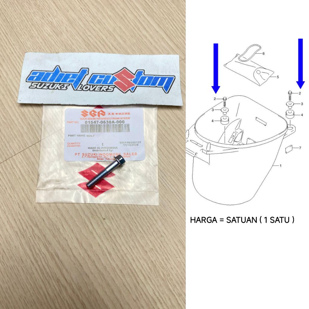 Baut Box Jok Bagasi Shogun 125 FD R SP Arashi New Smash 110 Original SGP 01547-0630A-000