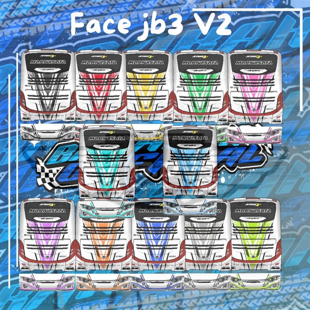 Face JB3 V2 Depan Belakang Sticker Miniatur Bus