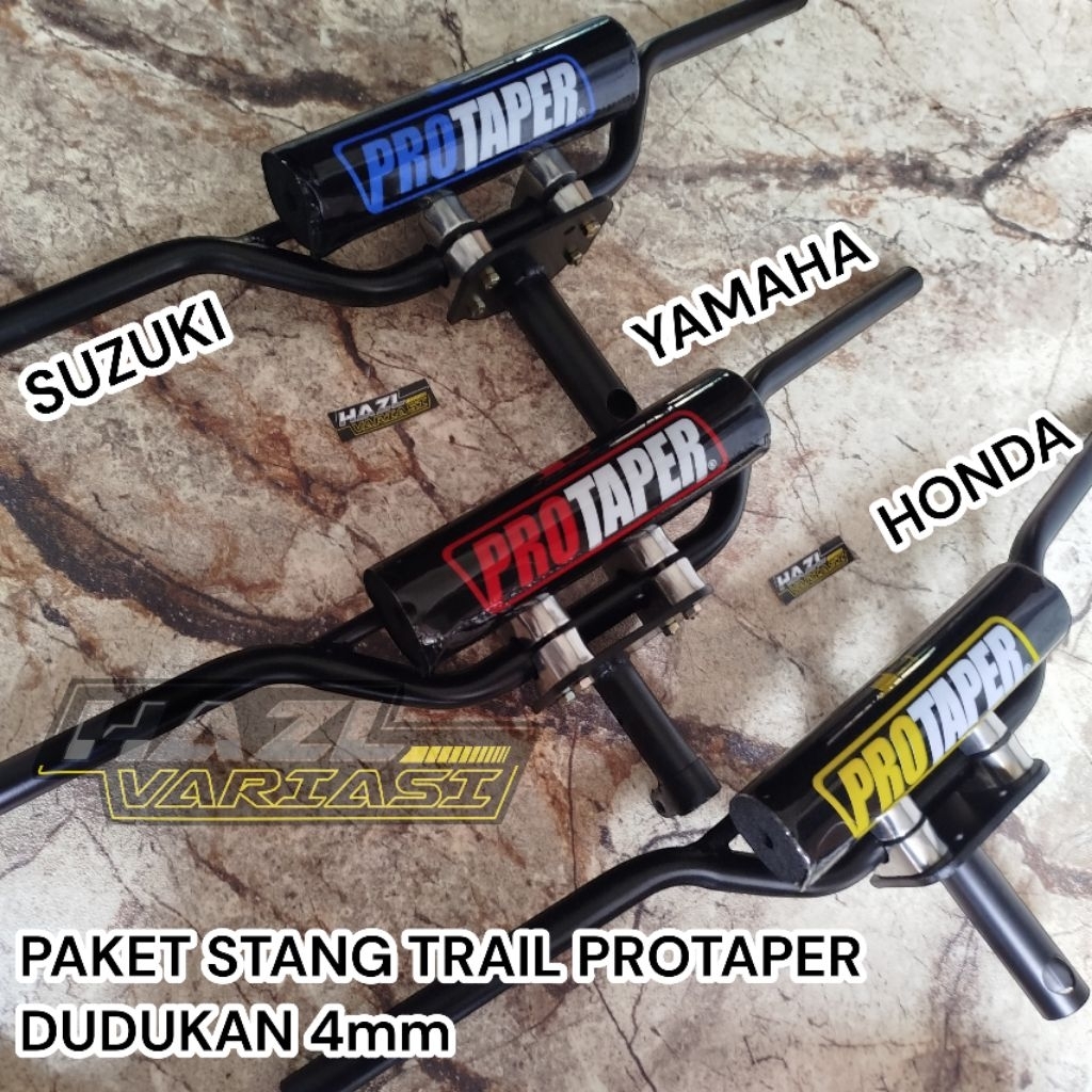 Paket Fullset Stang Trail HONDA YAMAHA SUZUKI Dudukan Stang Busa Protaper(Trail,Doff 4mm,Raiser,Prot