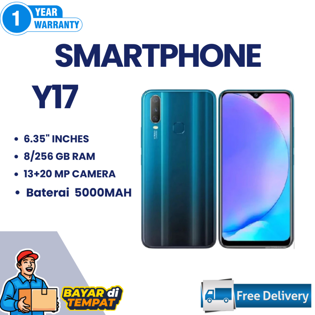 HP SMARTPHONE VIVO Y17 RAM 8/256GB 4G LTE BATERAI 5000MAH FULLSET MARTPHONEE BERGARANSI BISA COD
