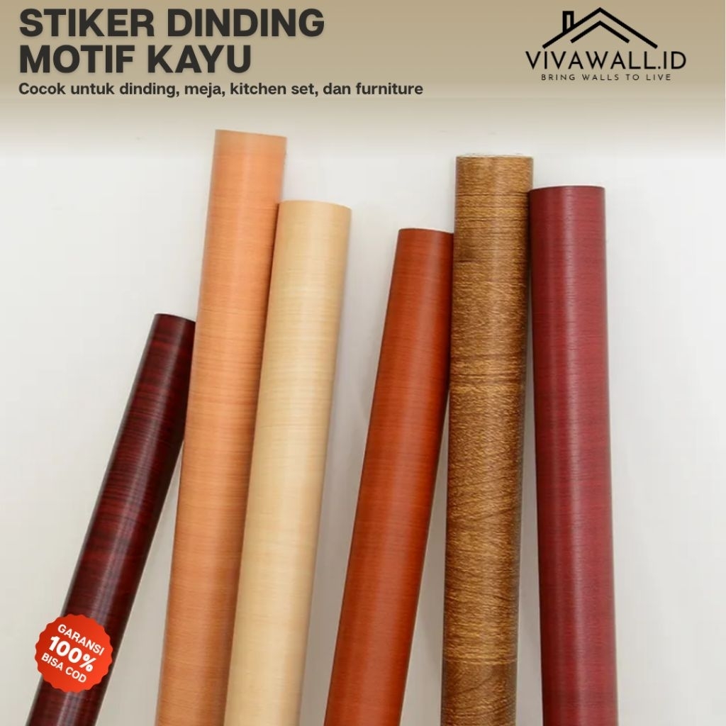 Wallpaper Stiker Serat Kayu Dinding Lemari Pintu Doff (Tidak Glossy) Kusen Meja Kursi Kerajinan Pela