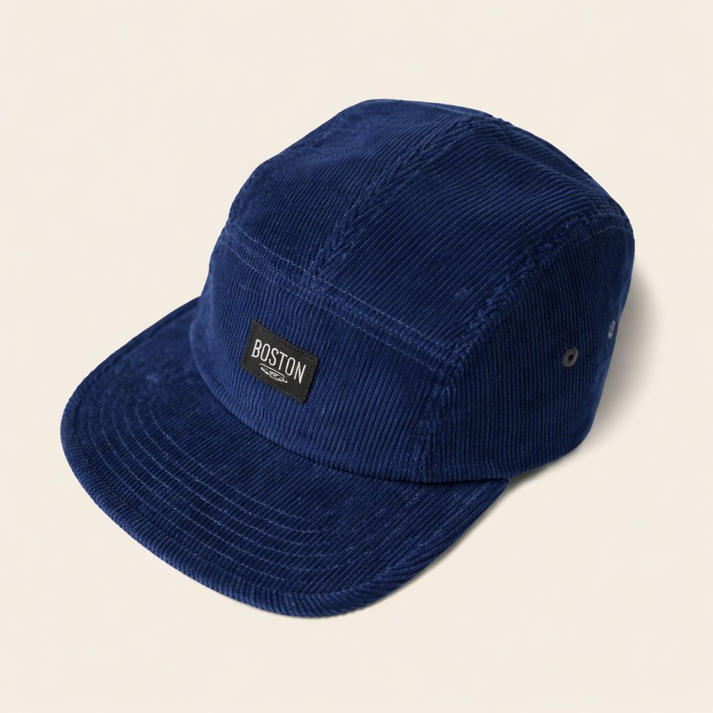 Topi 5 Panel Corduroy Premium Boston Est. 1923 - Navy Blue