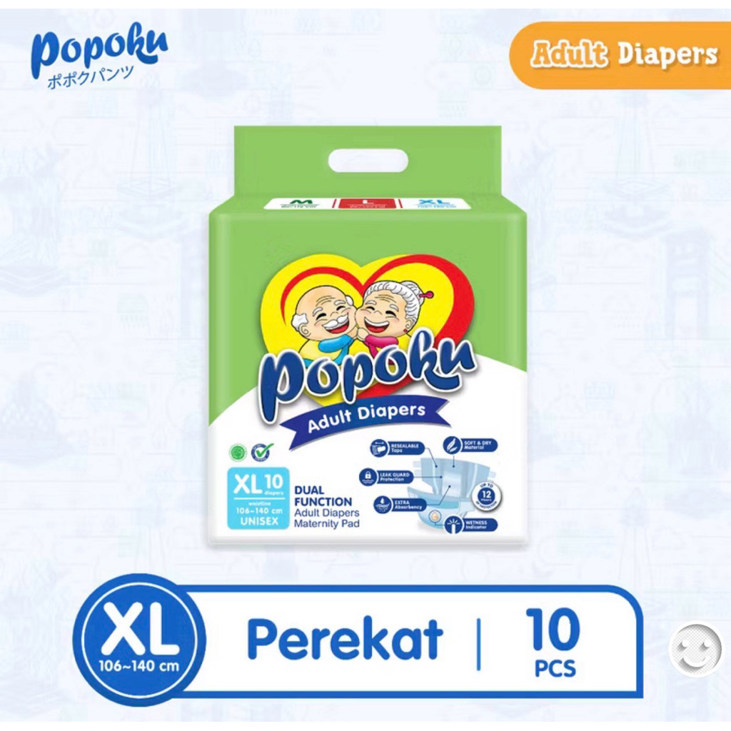 PAMPERS POPOK DEWASA POPOKU PEREKAT XL 10