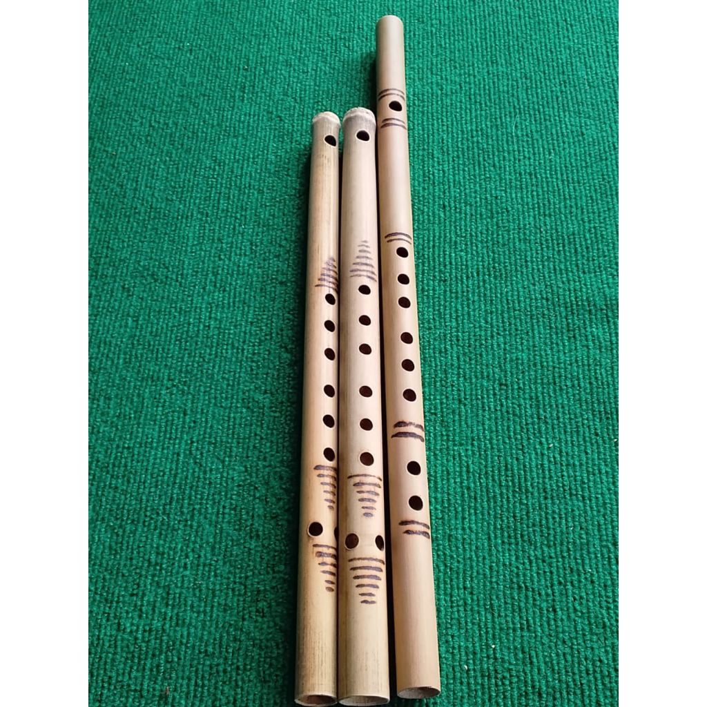Seruling bambu,suling Batak isi 3 buah suling corak garis tradisional