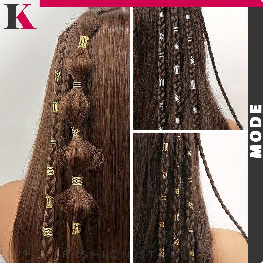 Cincin Klip Manik Dekorasi Rambut Hair Braid / Ring Adjustable Aksesoris Kepang Aesthetic Ring Rambu