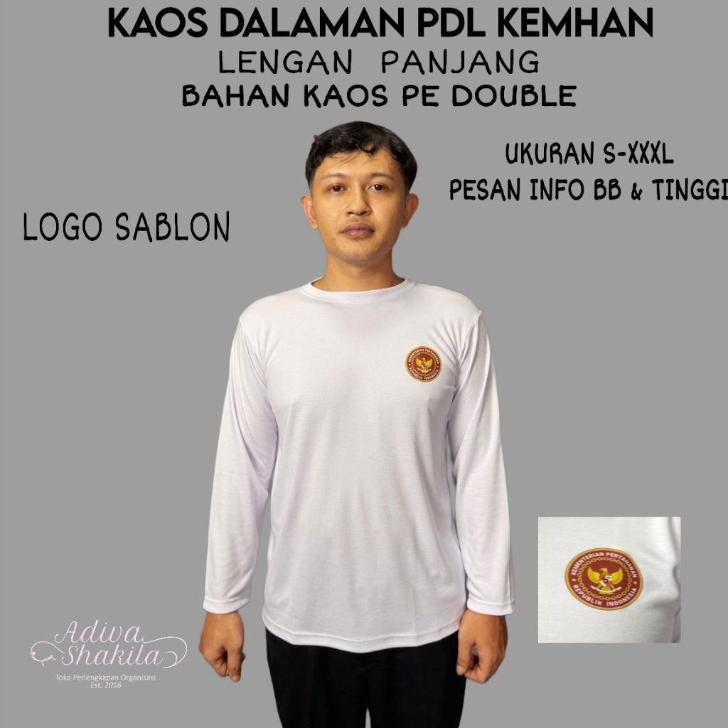 ADIVA - KAOS DALAMAN PDL/PDH KEMHAN | LENGAN  PENDEK/ PANJANG | LOGO SABLON| BAHAN KAOS PE DOUBLE