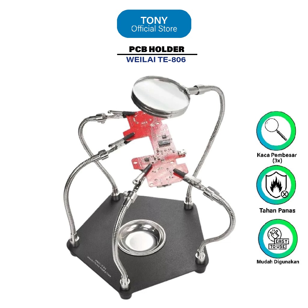 WEILAI PENJEPIT PCB & KACA PEMBESAR  TE-806 ORIGINAL - PCB HOLDER MULTIFUNGSI - RAGUM JEPIT PCB HOLD
