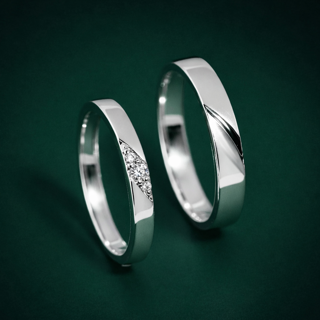 Spilla Jewelry SH-60 Cincin Couple Silver Free Ukir Nama