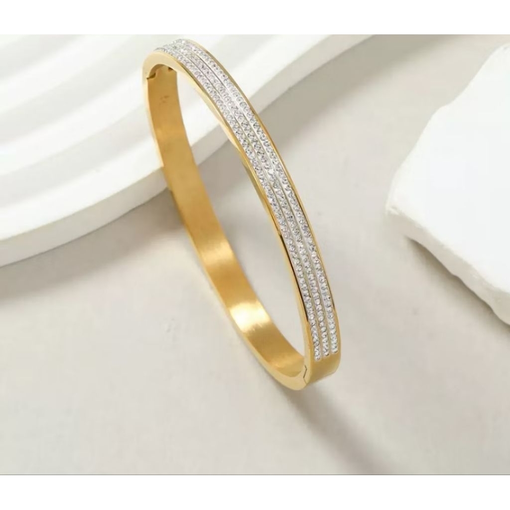 Bangle premium import, Titanium Murni dilapisi emas 18KGP