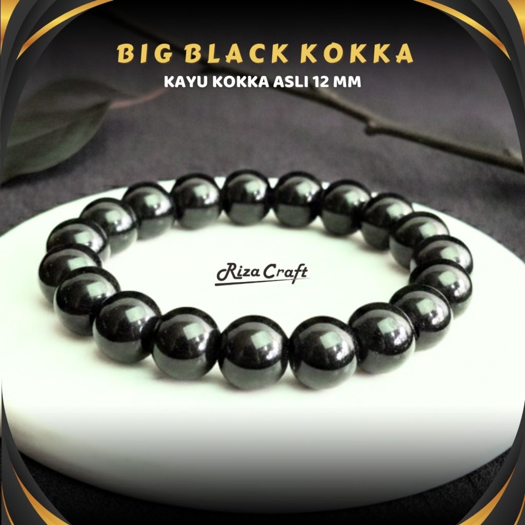 Gelang Batu Akik Hitam Polos Black Onyx ASLI Premium Kalimantan untuk Pria Wanita by RIZA CRAFT