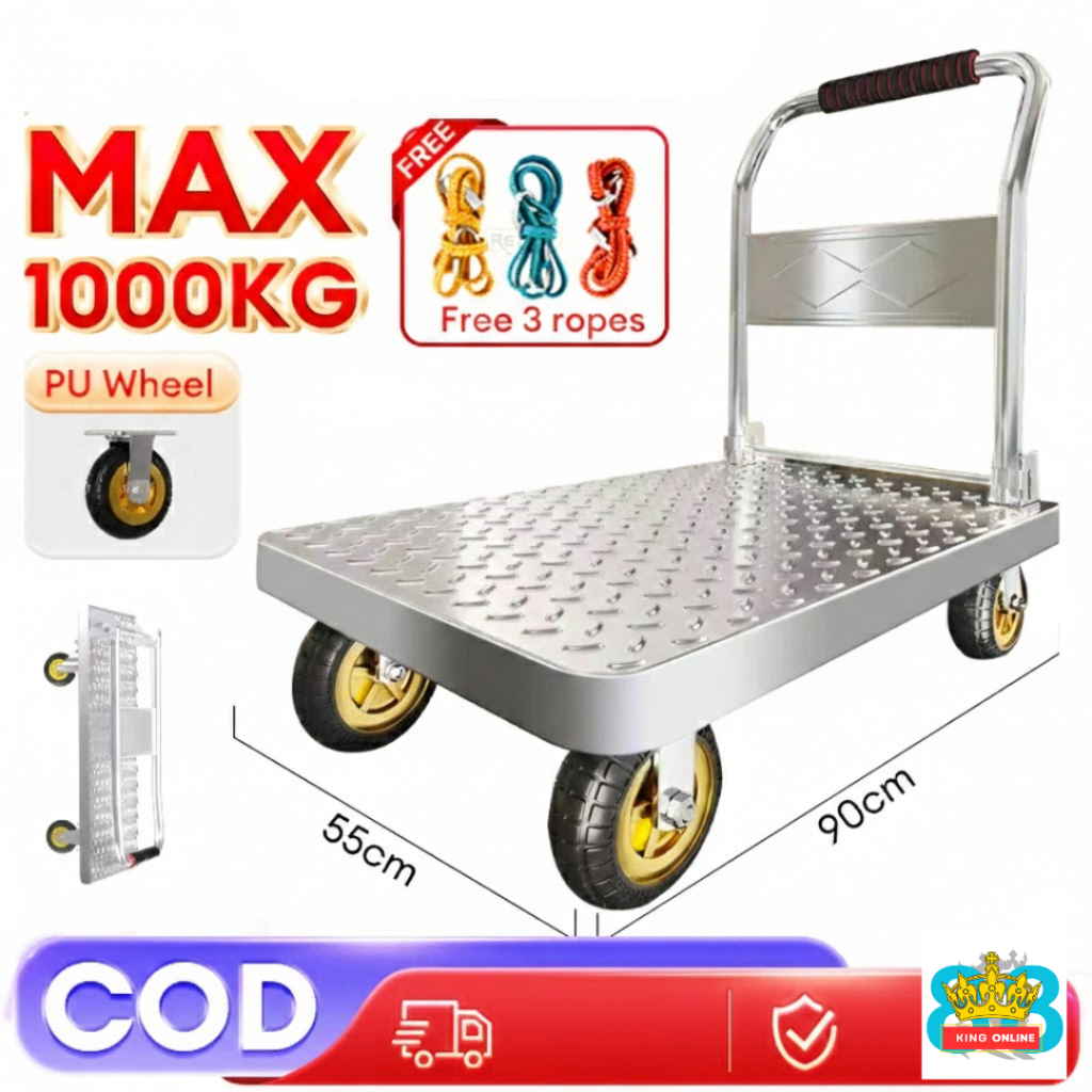 Reaim Troli Barang Lipat troli lipat portable Besi 900Kg Besi Troli Baja Kuat Tebal