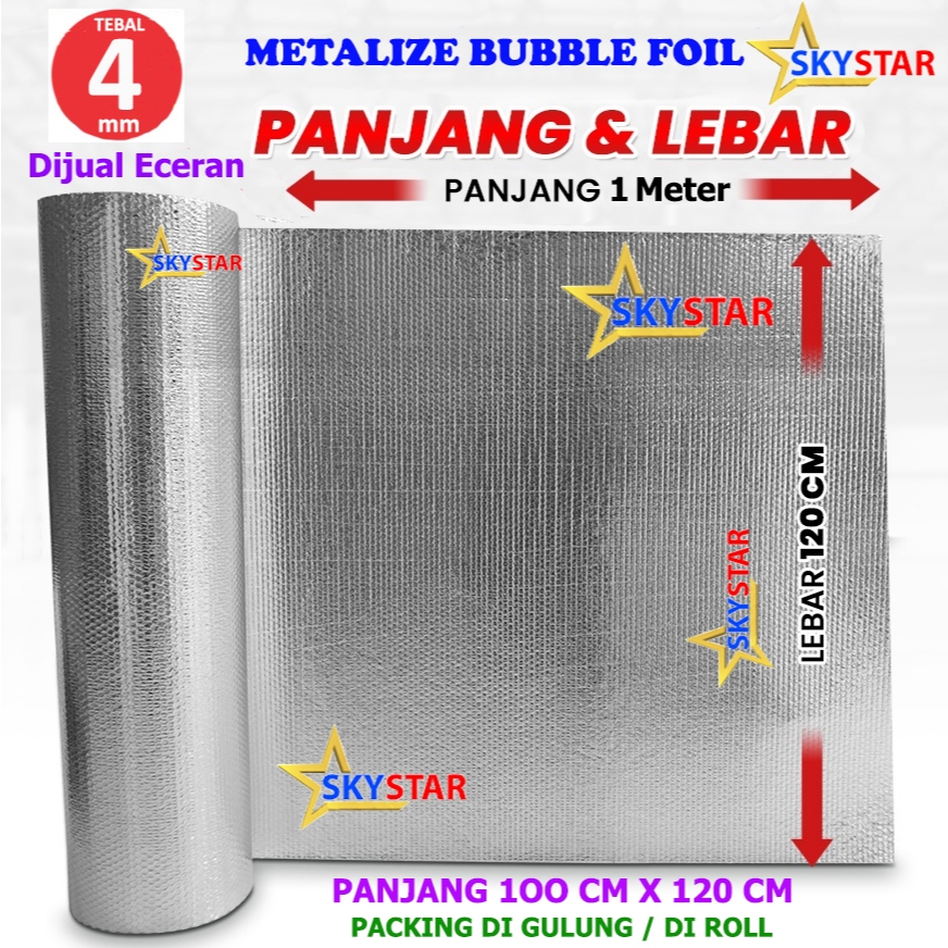 Lebar 120cm Aluminium Foil Atap Bubble Double Side Murah Harga Per meter Peredam Panas Atap