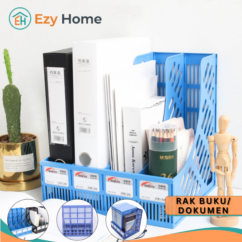 Ezy Home - Rak File Dokumen Plastik A4 Organizer Meja Kantor Map dan Buku Tebal