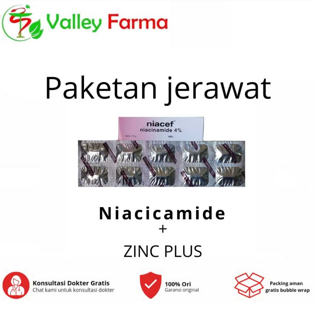 PAKET JERAWAT Zinc Plus + Niacef Meredakan Jerawat Dari Dalam