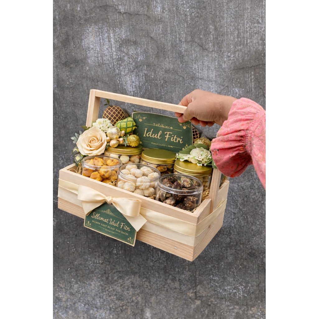 Keranjang kayu hampers parcel buah kayu