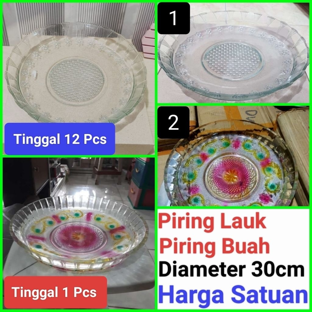 piring buah piring lauk piring sayur piring lodor bahan kaca diameter ±30cm