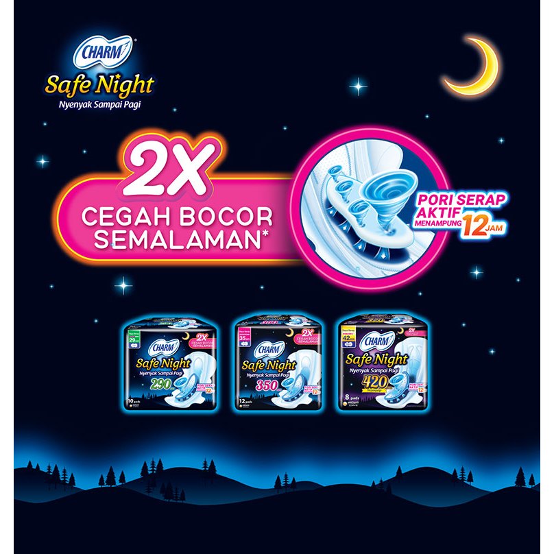Charm Safe Night softex ( kemasan sedikit luntur, kotor )