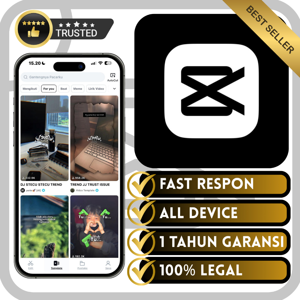 Template Capcut Pro 1 Tahun Bergaransi penuh proses cepat