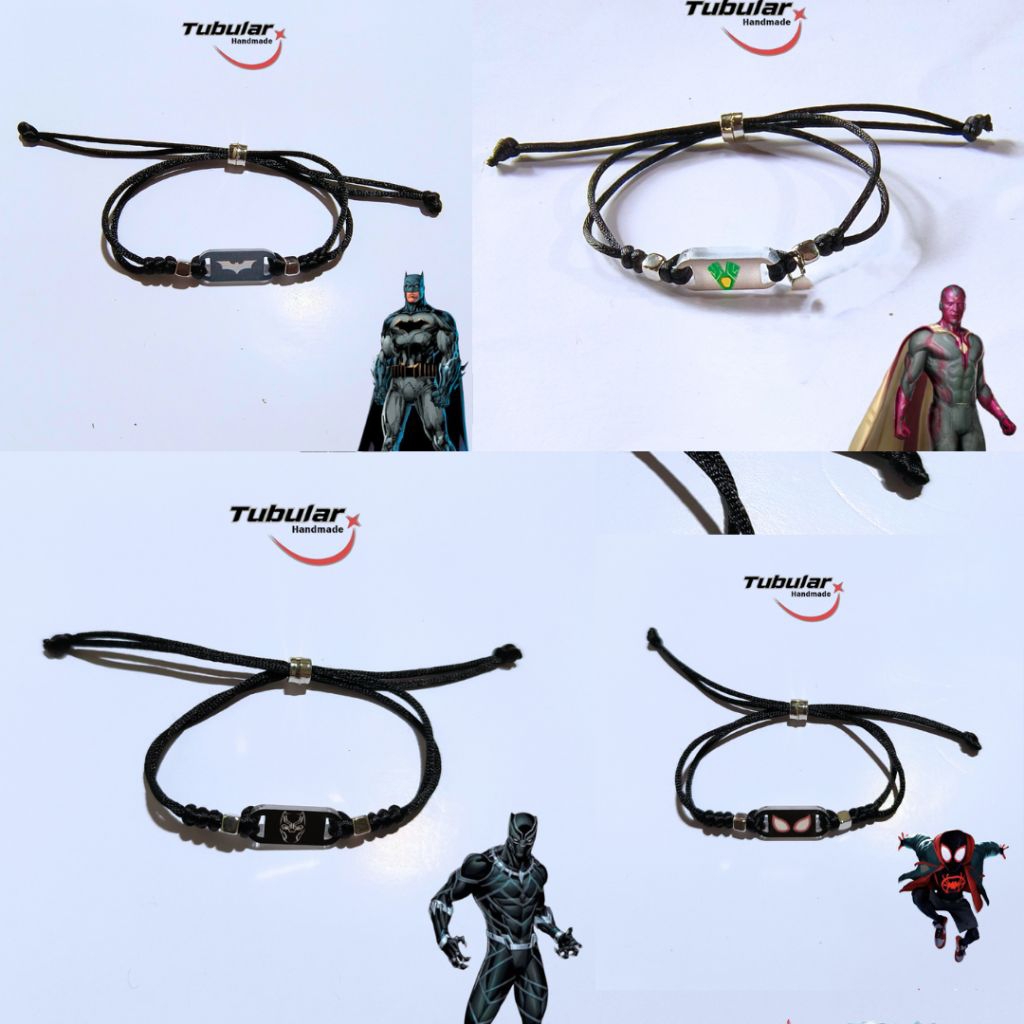 PULSERA FREE BOKS Gelang Couple Pasangan Persahabatan Ber 3 4 Superhero Marvel Black panther Batman 
