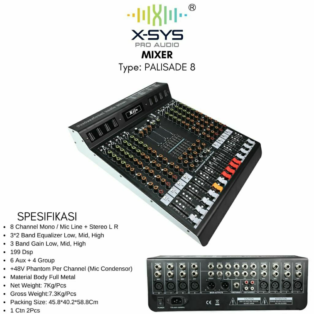 MIXER XSYS PALISADE 8channel Original Efek alesis