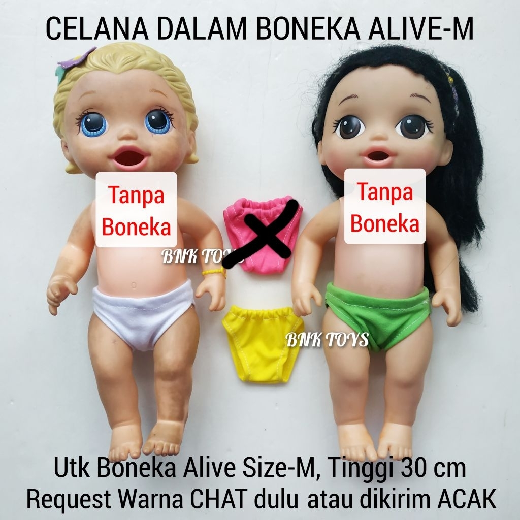 Celana Dalam Boneka Alive Size-M Mainan Baby Aliv Animator CD Dot Bandana Hanger
