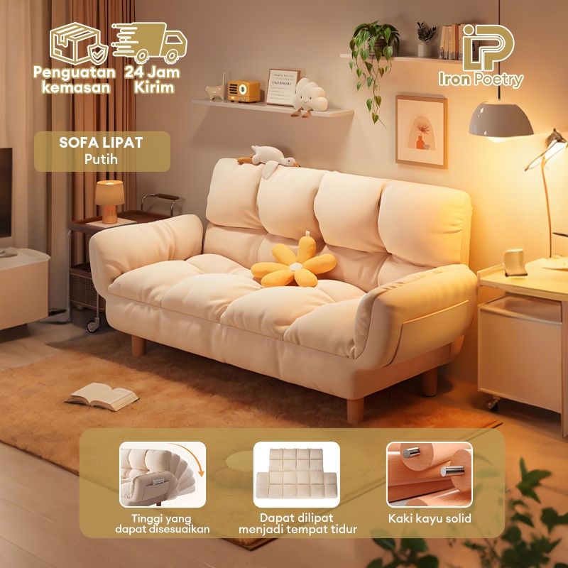 Sofa Bed Lipat Sofa Ruang Tamu Minimalis Modern Kualitas Premium Fabric Lembut Anti Air Mudah Dibers