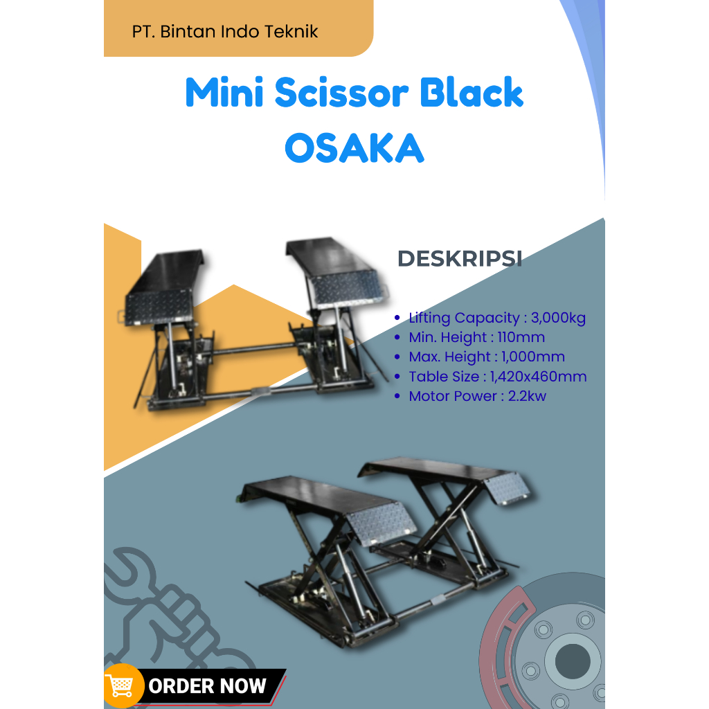 Osaka Mini Scissor Lift Hidrolik Portable Mid Rise Mobil Perawatan Bengkel Hemat Ruang