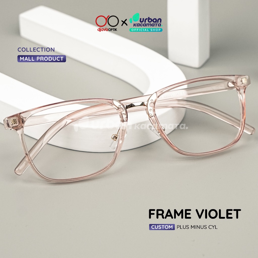 URBAN KACAMATA - Frame Violet - Kacamata Persegi Panjang Khusus Minus -4,25 s/d -6,00
