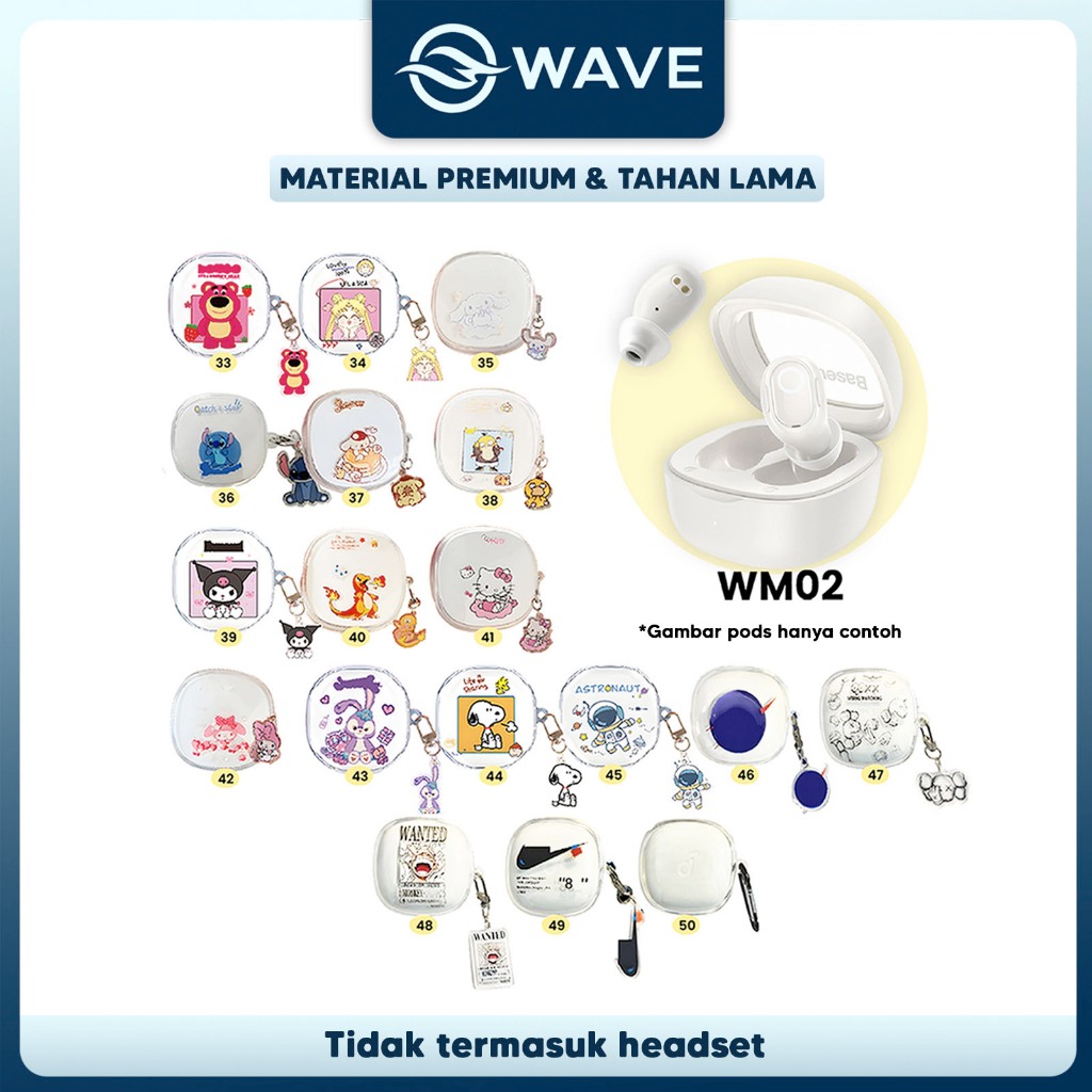[L] Case WM02 Baseus Encok Earphone Silikon Karakter Kartun WM02 Kode 33 - Bening Lotso