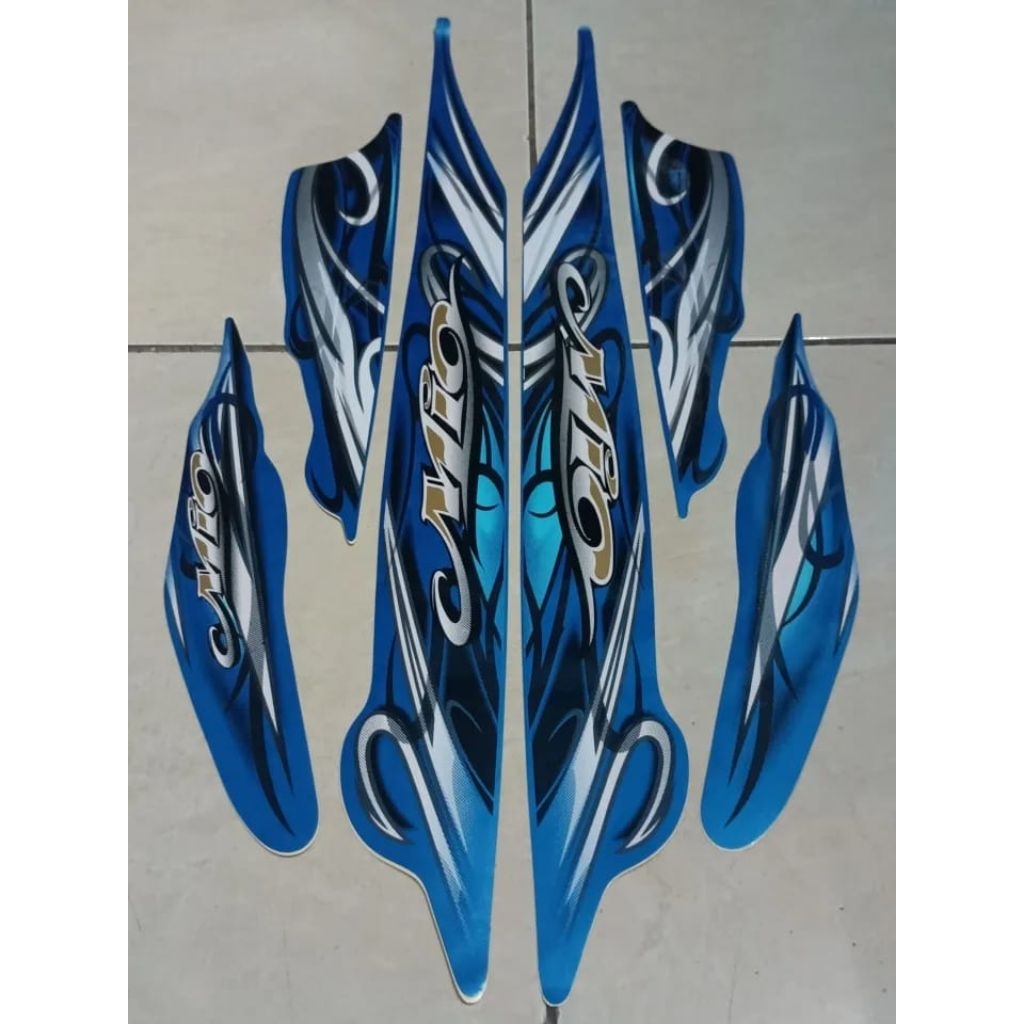 Striping stiker body motor Yamaha Mio Sporty Smile biru 2010 stiker list bodi motor mio smile biru t